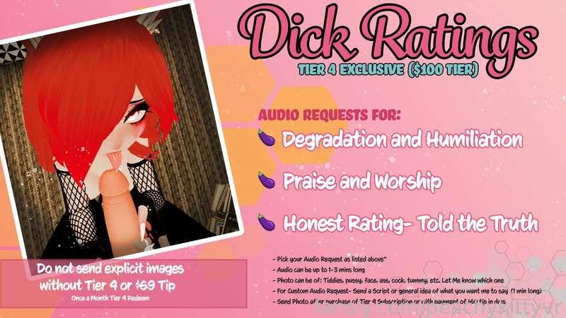 💕Interested in REALLY showing me your goods?💕

🔊Get a sensual audio of my live reaction to your dick pic! 🍆📸

⭐Unlock with Tier 4 or a $69 tip in DMs for a private dose of my untamed cock-lust~🥵

🔻See the picture below for all the details🔻
______________________________________________
#dickrating #lewdtuber #vtuber #vr #hentai #anime #cock #blowjob #streamer #fyp