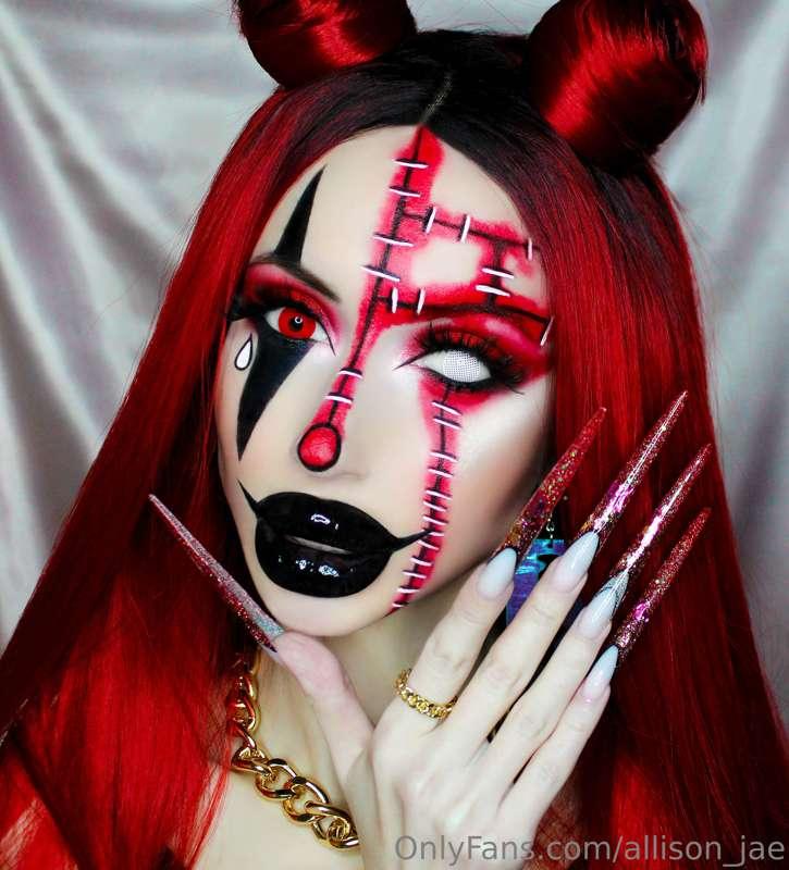 👻🤍Halloween makeup Red clown🖤⛓🎈🎭🎃💨