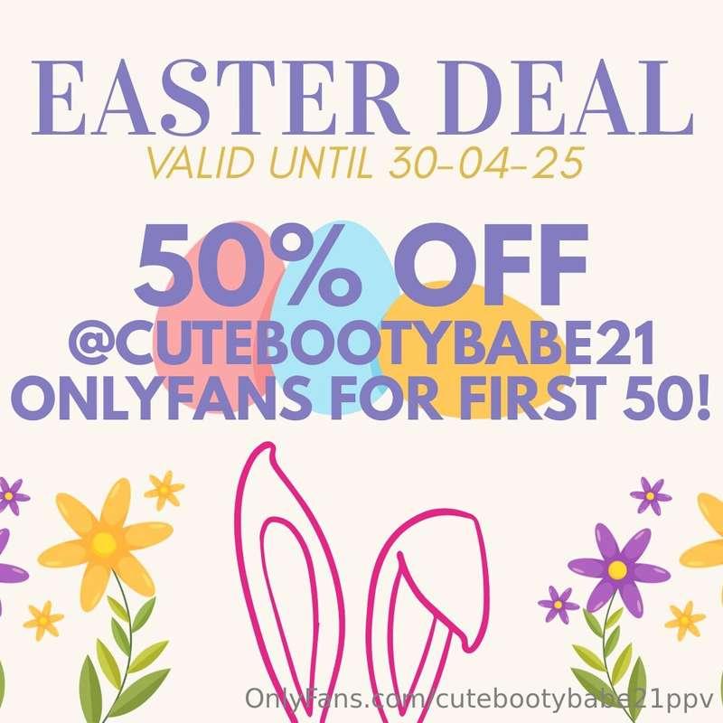 50% OFF for the first 50! Quick --> go sub to @CuteBootyBabe..