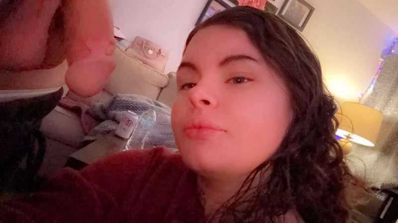 i wanted to take a cute pic with cock near me but my hairs so curly 🤣❤️