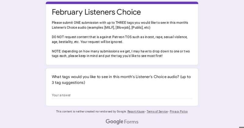 Submit your tags for the February Listeners Choice audio! 