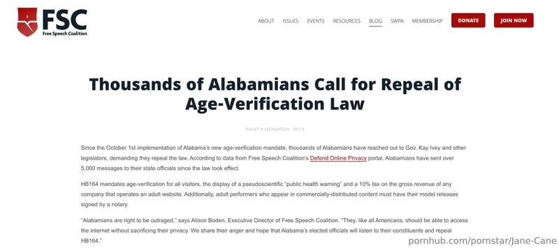 Be like Alabama. Fight for your porn. Complete article for t..