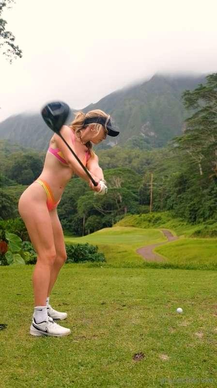 Join me for a round of bikini golf in my thong + slo-mos inc..