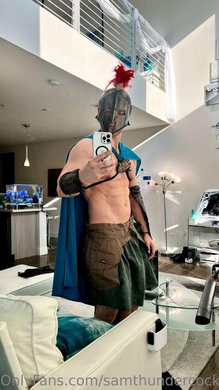Just trying it on real quick… want to see my sword? 🗡