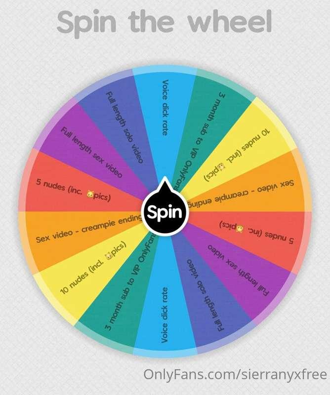 Let’s play spin the wheel👅💦 
1 spin - $5 
2 spins - $8 
3 sp..