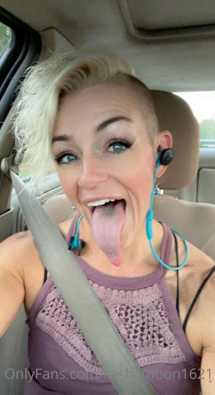 Tongue play on my way to have fun!!!