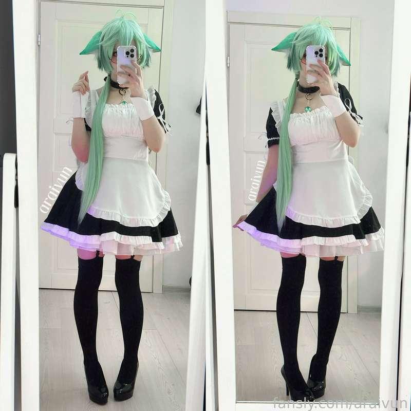 Have a good day!🥰❤️

#cosplay #genshinimpact #maid #sucrose #cute #stockings #heels #catgirl #nekogirl