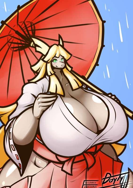 Boobs God under the rain
