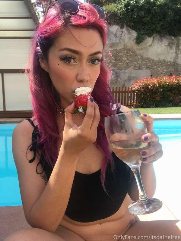 Wine, strawberries, whipped cream on my ass and tits, does i..
