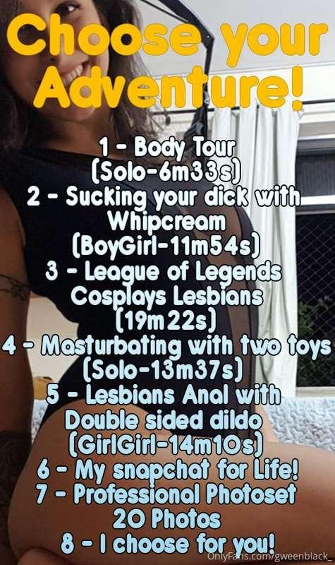 CHOOSE YOUR OWN ADVENTURE! Choose 1 : $20 Choose 2 : $35 Cho..