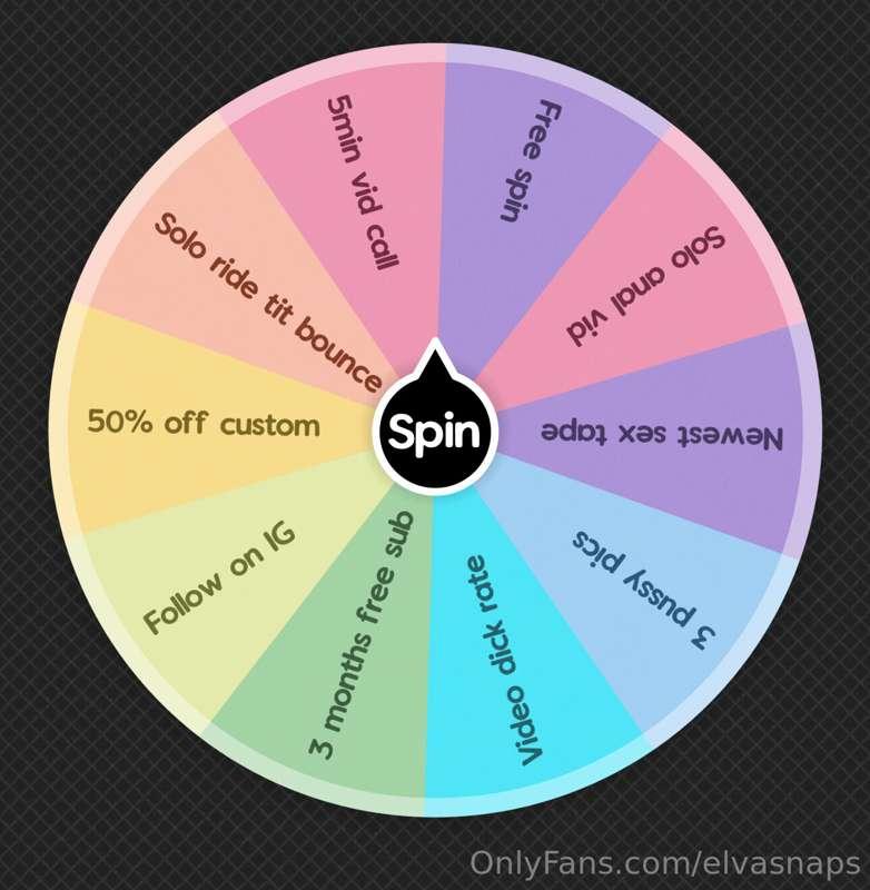 ✨ NEW SPIN MY WHEEL✨

$15 per spin (3 SPINS MAX PER PERSON)
..