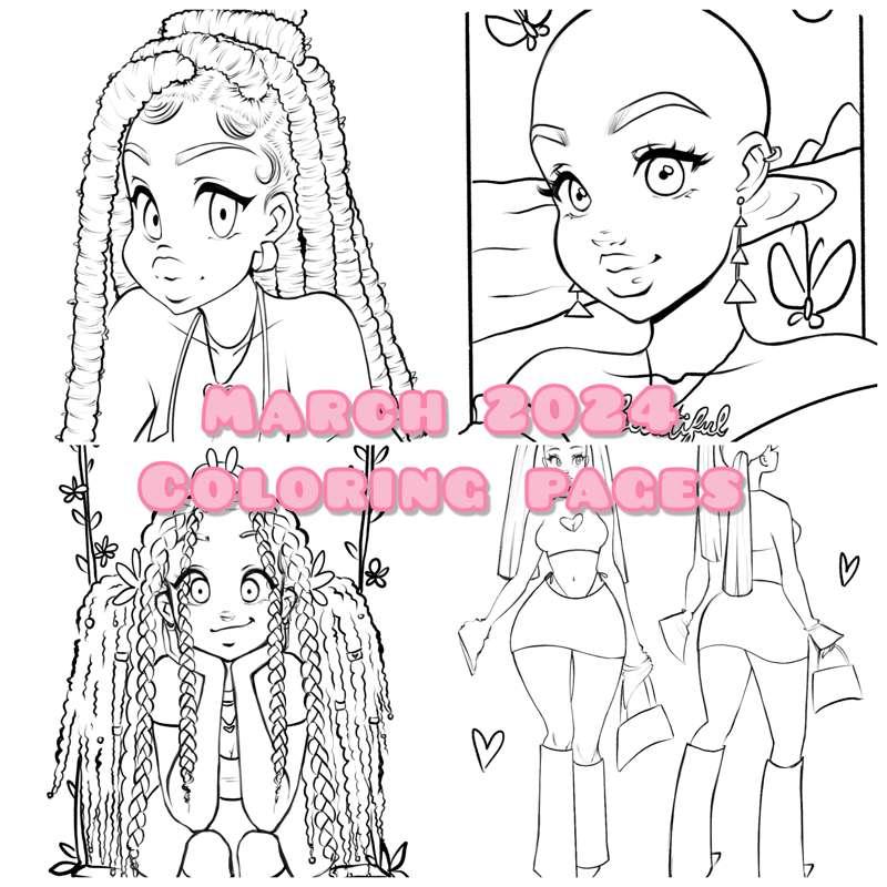 March 2024 Coloring Pages 💗✍🏽