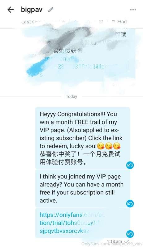 🥇@u111745600 🥳Check your DM!! 🥳You won a chance of FREE subs..