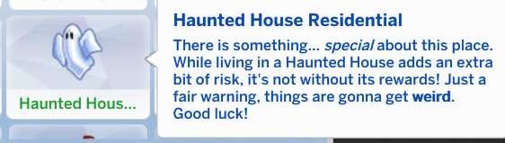 haunted apartments - haunted house lot trait