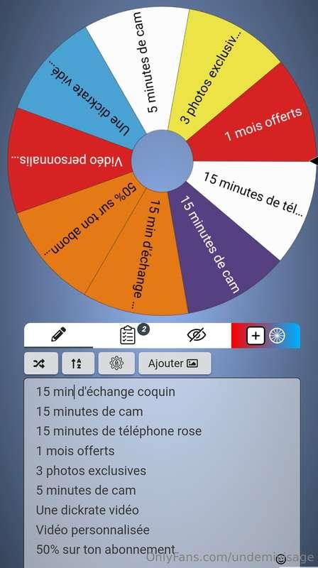 JEU DE LA ROUE :  Lance la roue et gagne un prix (Tu gagnes ..