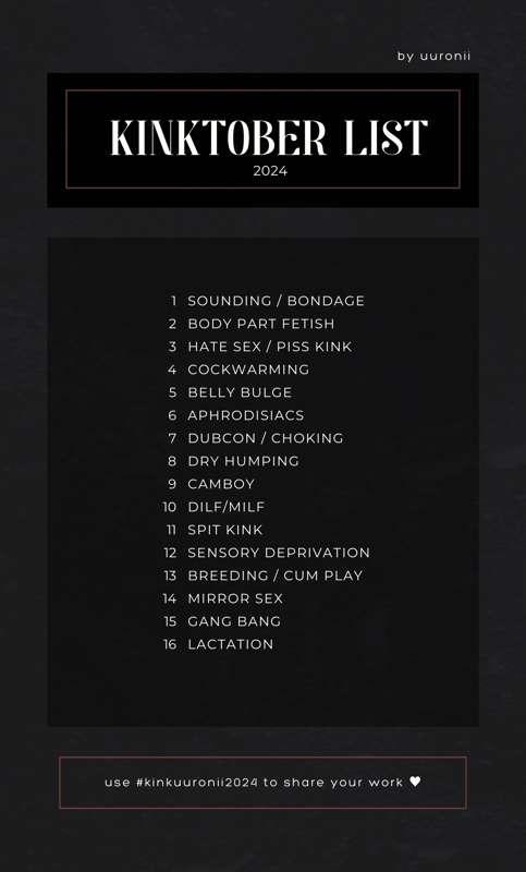 KINKTOBER 2024 LIST 