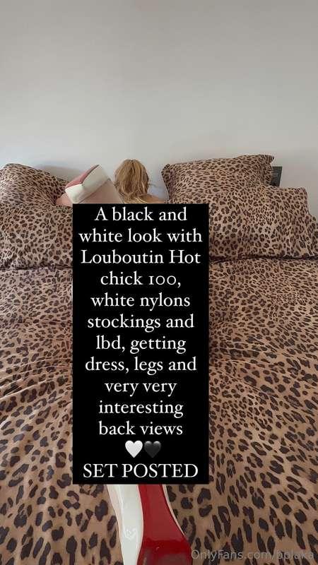 A black and white look with Louboutin Hot chick 100, white n..