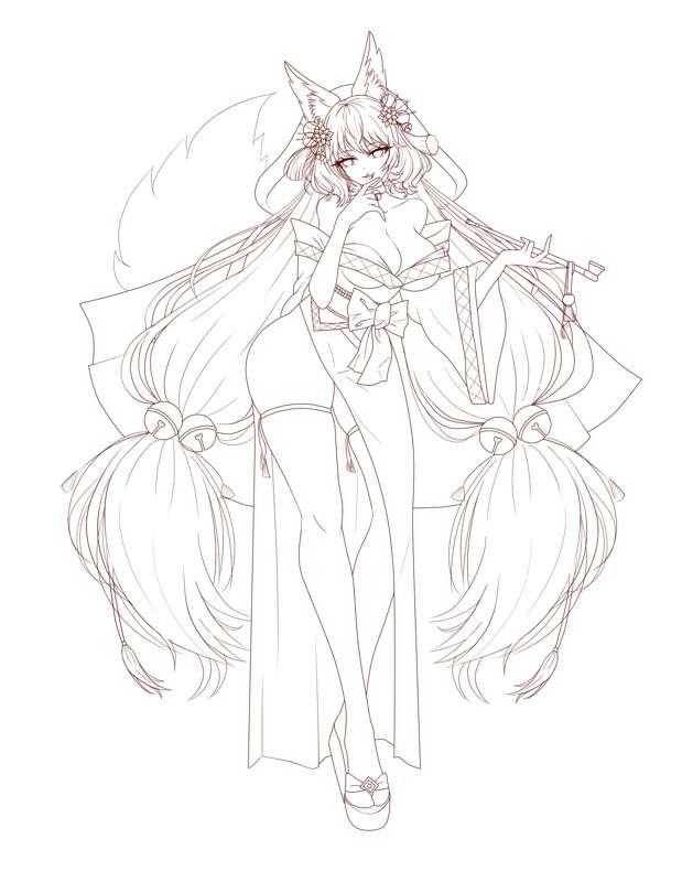 Adopt kitsune lineart