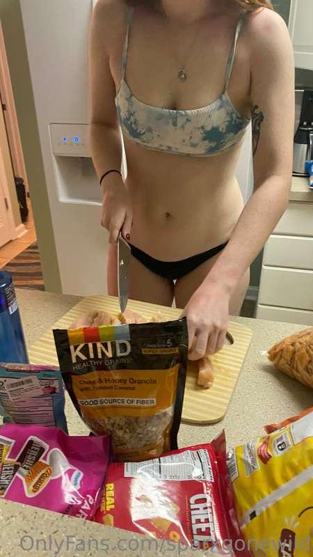 Cooking dinner tonight. Sad I didn't do it naked!