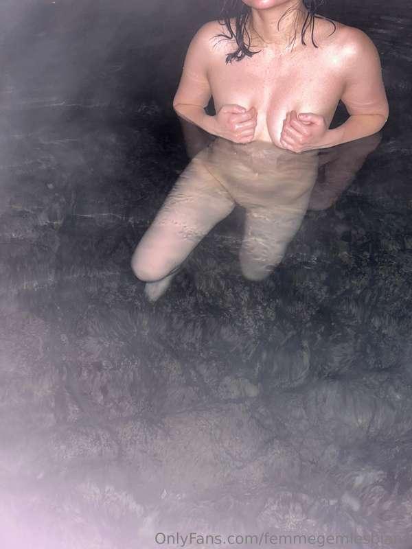 We visited some all natural hot springs in the woods at nigh..