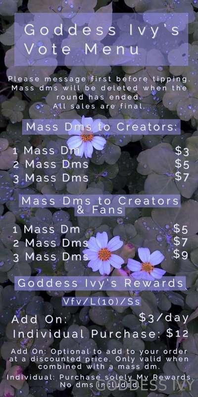 ## 🦋𝖵𝗈𝗍𝖾 𝖬𝖾𝗇𝗎
***𝘎𝘦𝘵 𝘴𝘦𝘦𝘯 𝘣𝘺 6𝘬+***
*Swipe for more deals!*
..