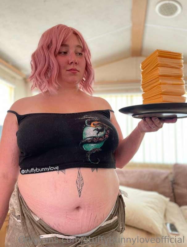 All those 64 slices of American cheese really stuffed me bad..