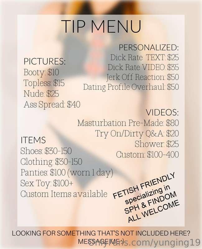 BRAND NEW TIP MENU WITH EXCITING NEW OPTIONS  DATING PROFILE..