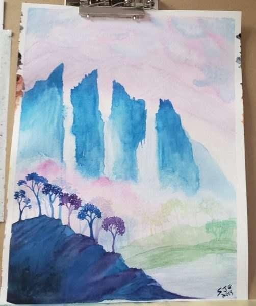 Waterfall landscape I painted in 2019