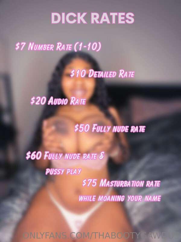 updated cock rate menus 😋🫶🏽