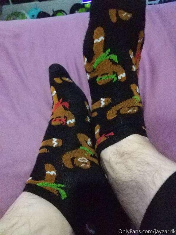 My festive socks have gingerbread kung-fu ninjas on them