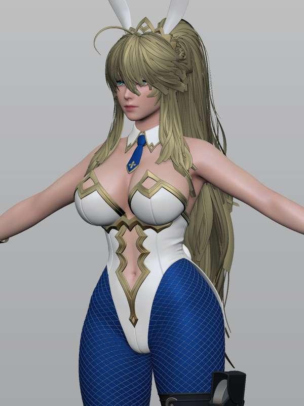 Artoria Ruler WIP 02 - Bunny Suit Zbrush sculpt! 