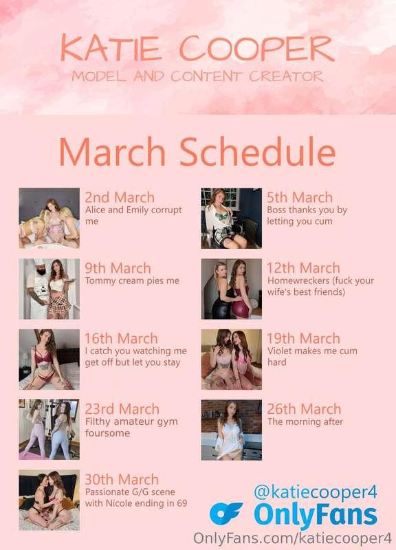✨ March's Video Schedule ✨ All these videos are being posted..