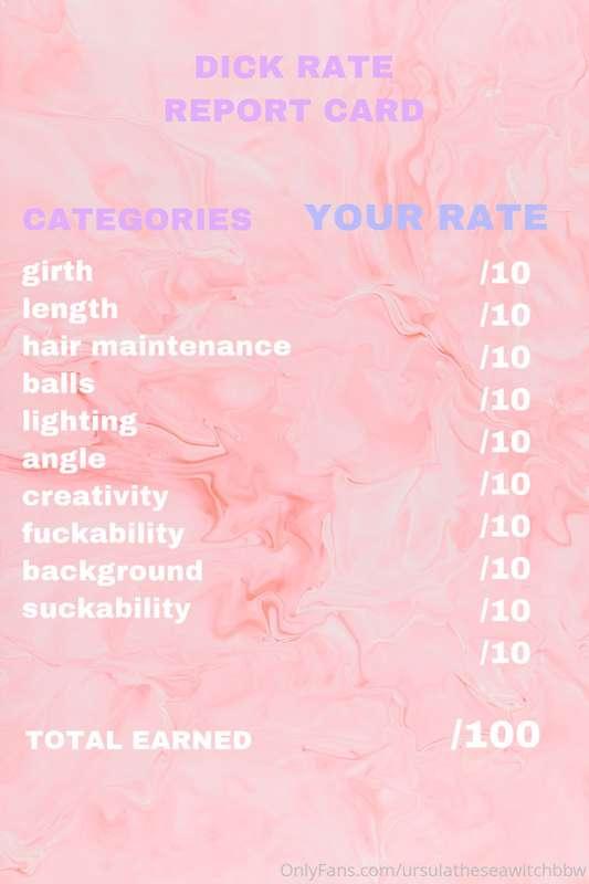 want a personalized cock report card? let me tell you what i..