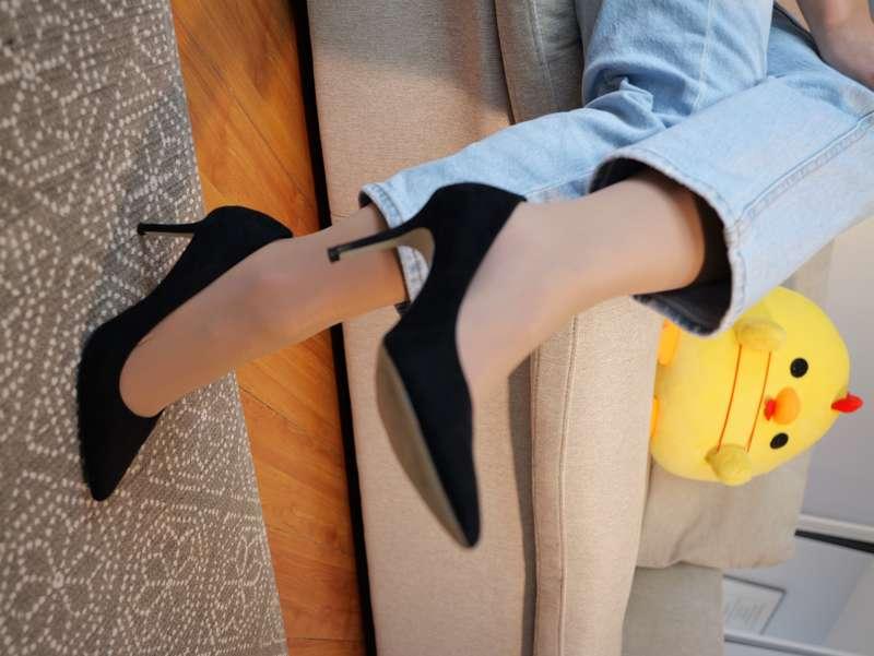Denim + Sheer Pantyhose