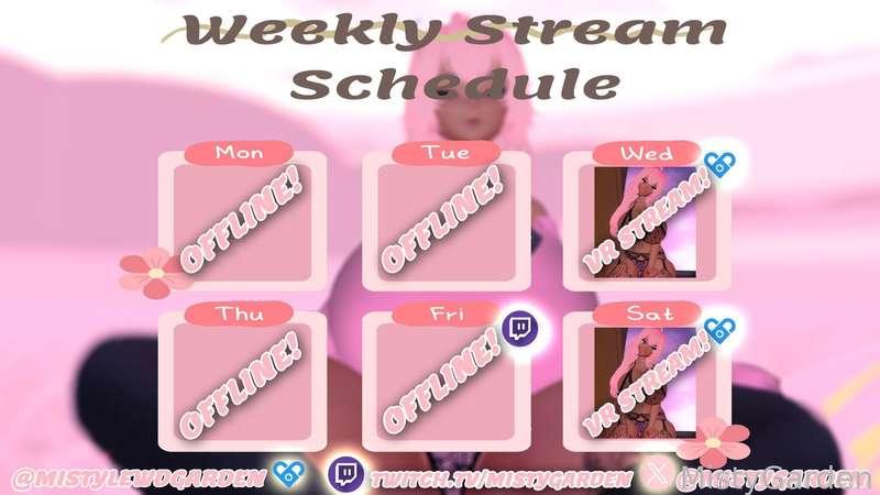 New schedule of the week~!

Heads up, in the future I might start making lewd pictures of me free and removing it from one of my tiers.

that way I'll have passive content to upload every day/almost every ~!

So keep an eye out in the future for that~!