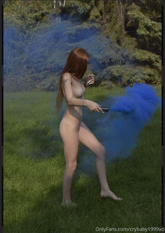 First time with a smoke stick 💙💜💙💜