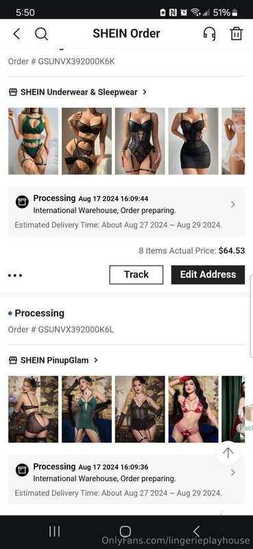 Waiting on my lingerie order to ship!  To say I am excited w..