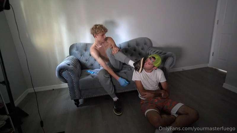 My Pathetic slave gets mouth taped shut with my stinky wet s..