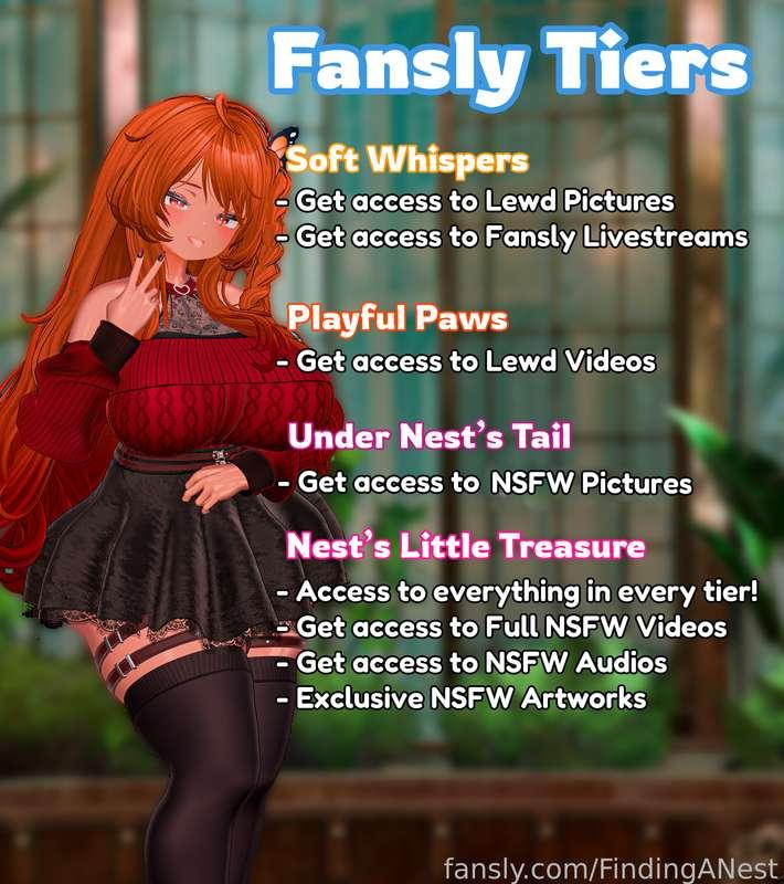 Hiya everyone~ So to make it easier for everyone who is unsure for what each tier gives you!
Here it is~!
The Highest tier gives you access to everything of course~
Hope to see you soon lovelies~!🥰💖