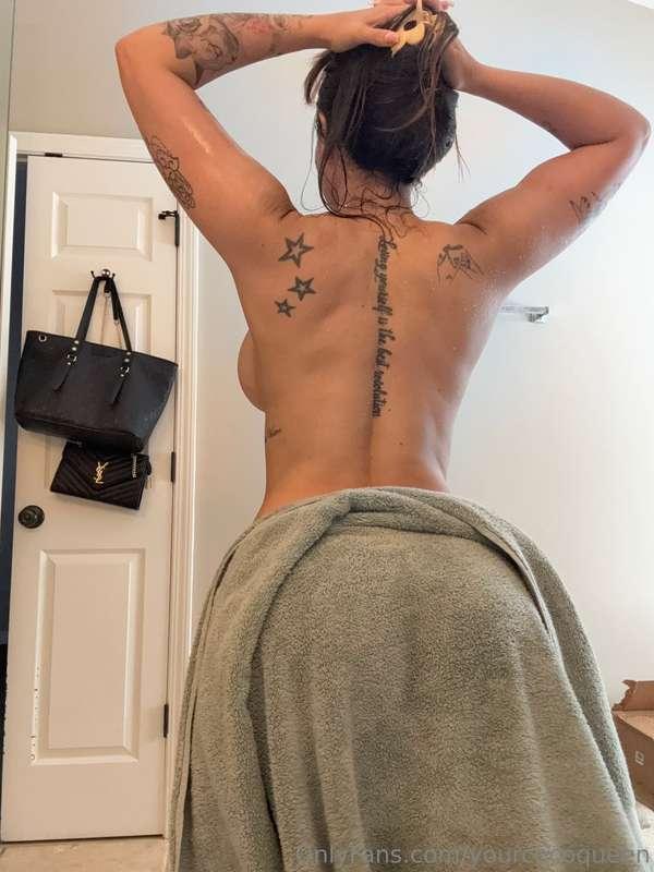 Just washed every inch of me… ready for your tongue to mess ..