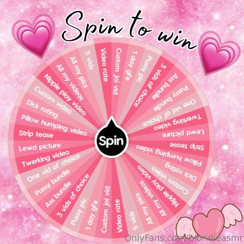 💗 Valentine’s day wheel spin 💗

1 spin - $5 
3 spin - $8
5 s..