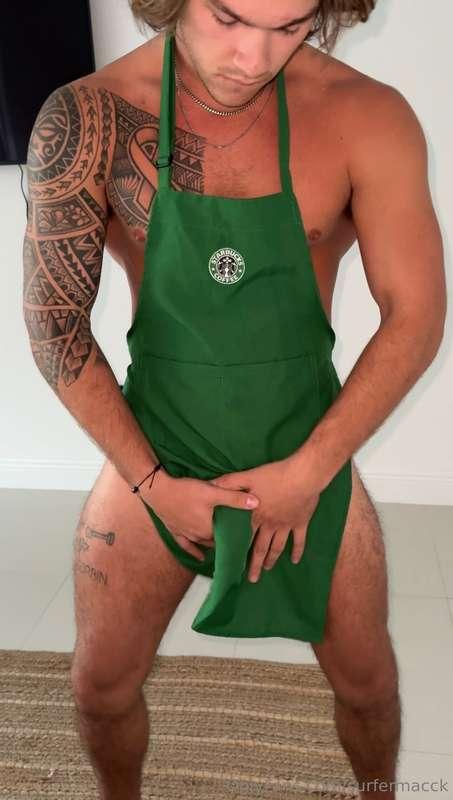 You pull up for your morning coffee and see me in the back f..