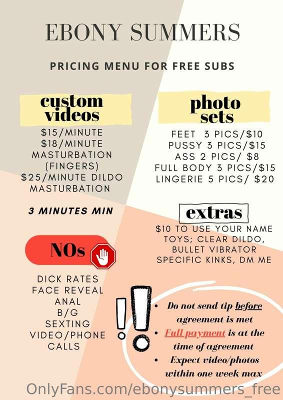 Hi everyone. Here is my custom video/pictures pricing list. ..