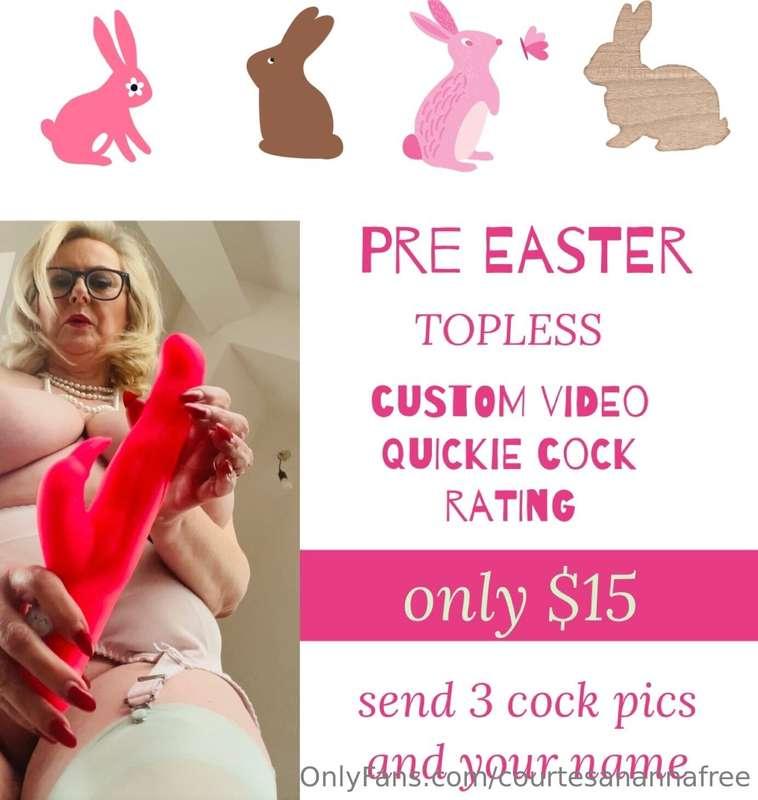 Take advantage of an Early Easter topless cock rating offer ..