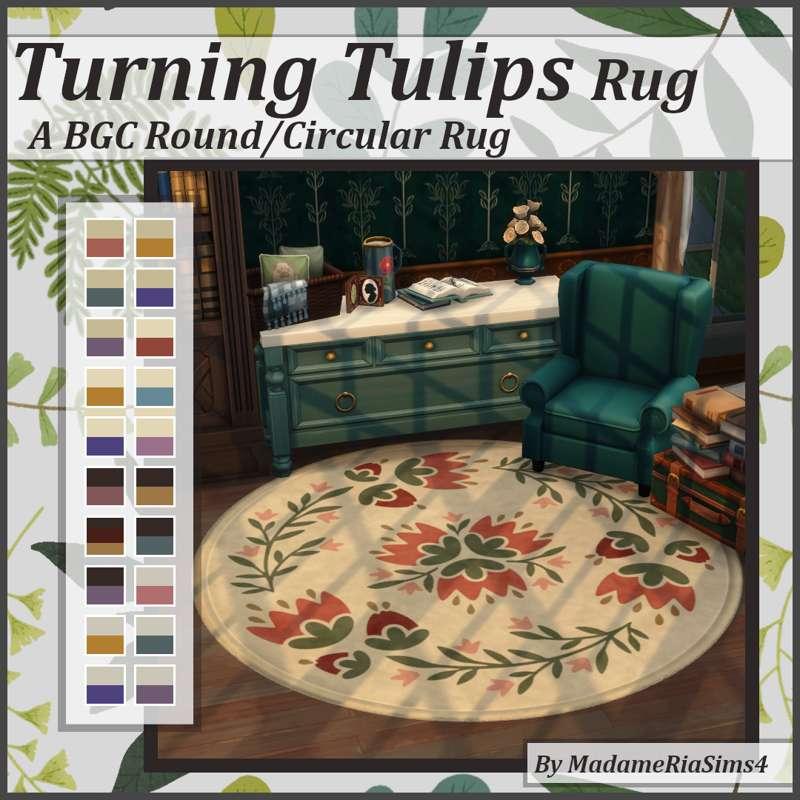 Turning Tulips Round Rug