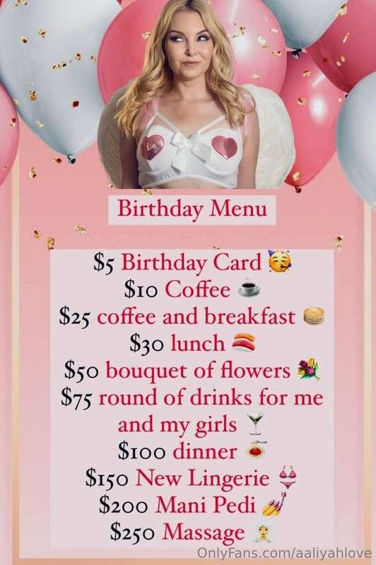 Tomorrow is MY DAY 👑 Here is a birthday menu for those who w..
