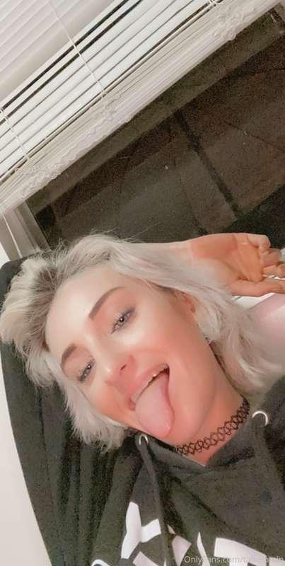 Got my tongue out, ready for a cock to enter