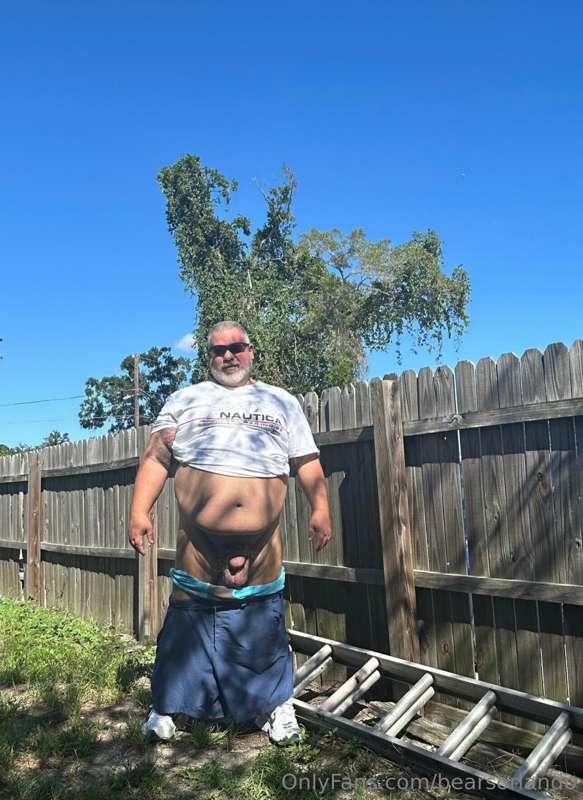 My handyman exposed his bull balls