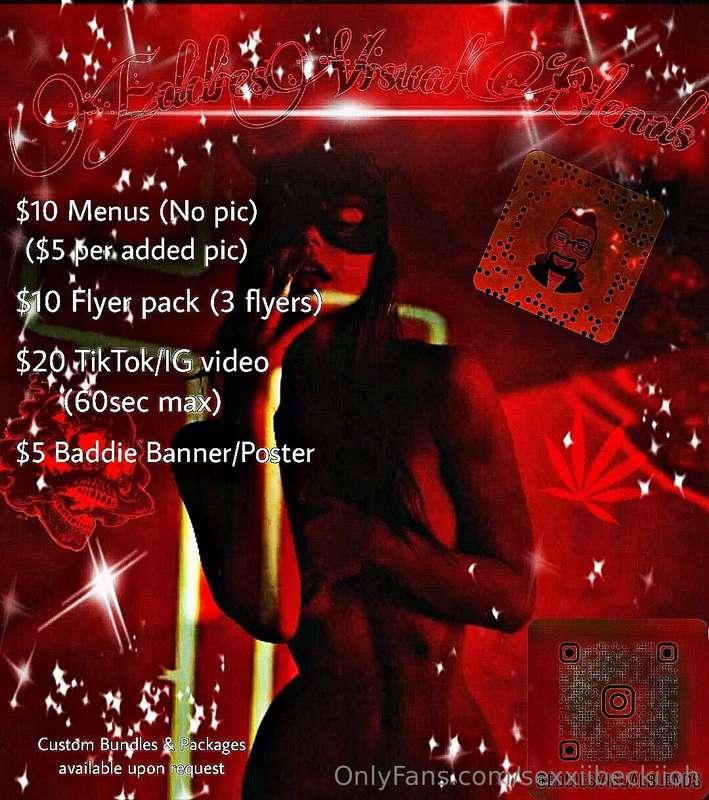 If you guys need flyers, posters or menus hit up my guy Eddi..