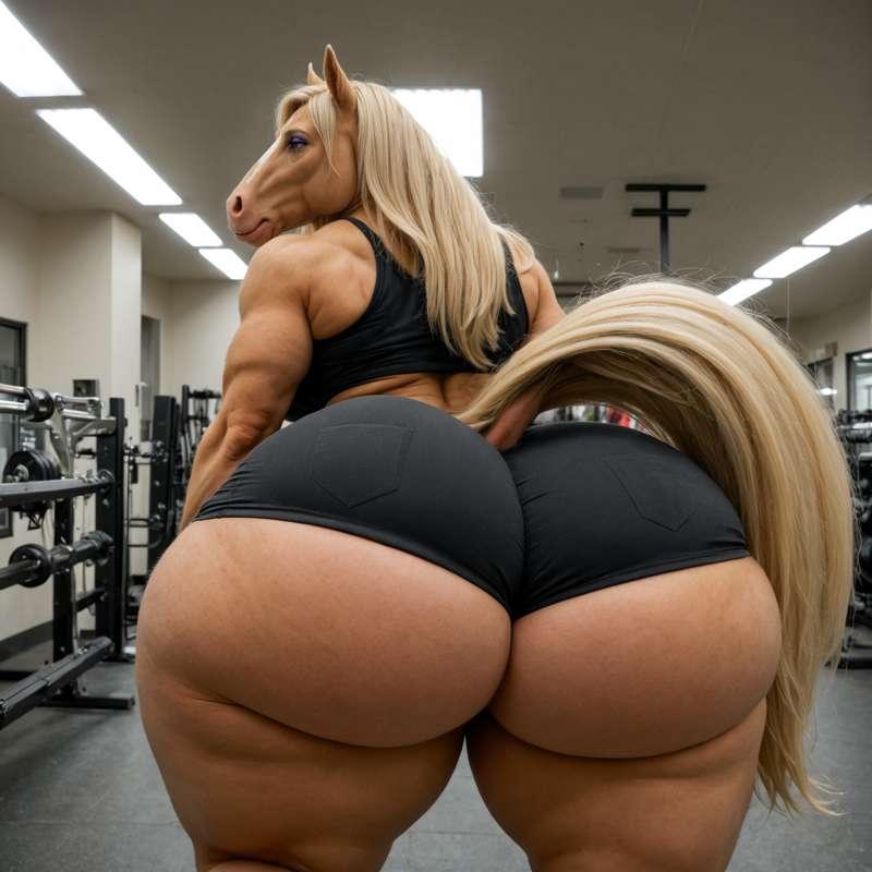 Fat Butt Horse Girl at the Gym 
